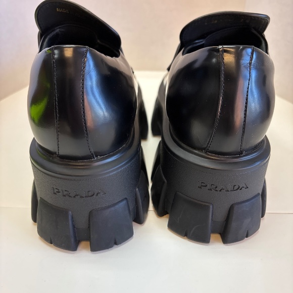 Women’s Black Prada Monolith Loafers Sz 38 or US 8 Italy - Picture 5 of 10
